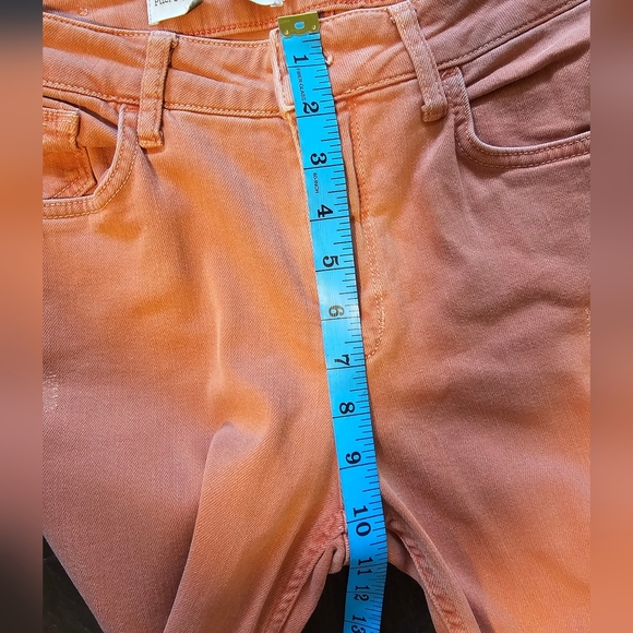 Pilcro & the Letterpress x Anthro High Rise Crop Bootcut Jeans, Size 29, Orange - Picture 13 of 14